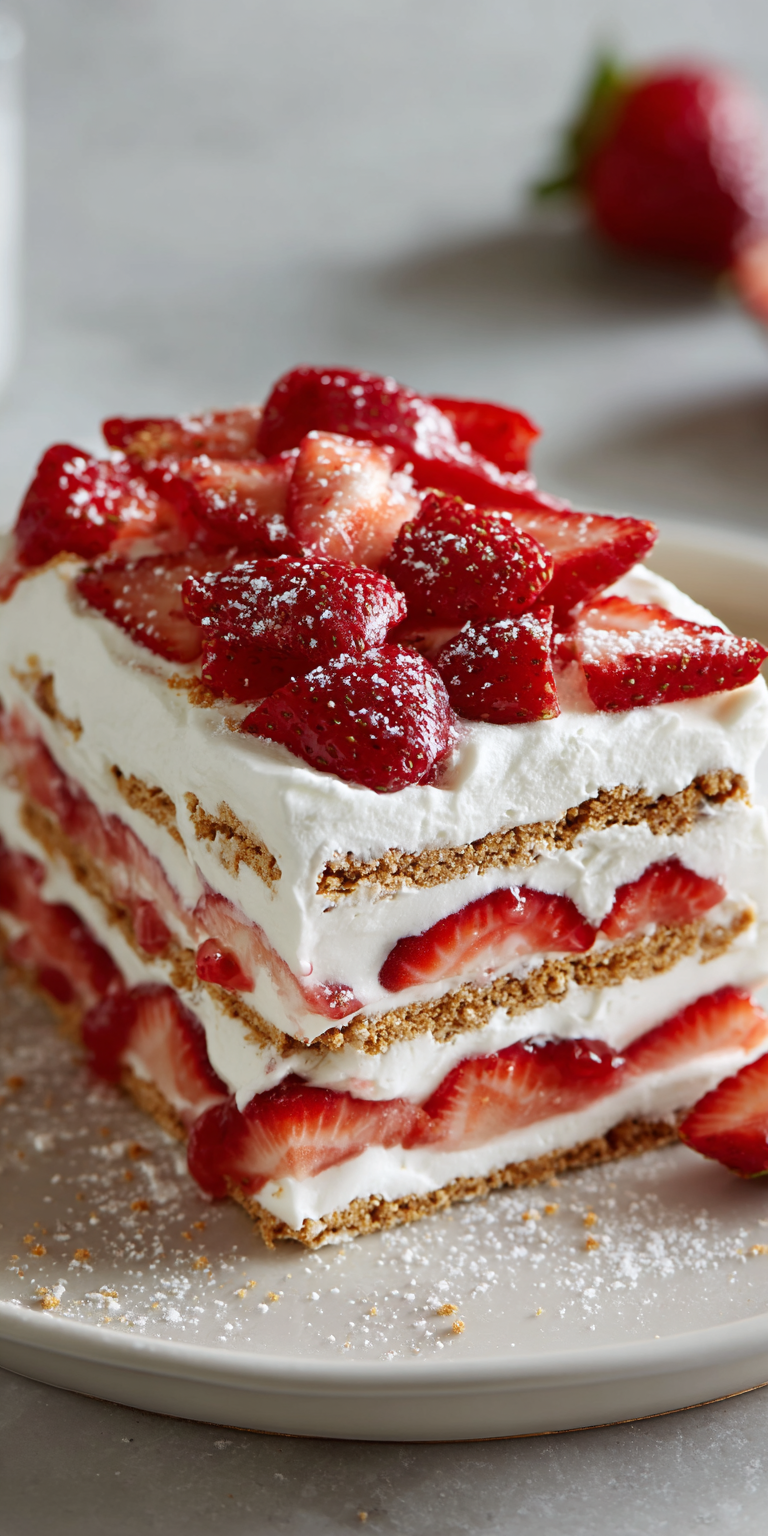 No Bake Strawberry Shortcake Icebox Cake Recipe