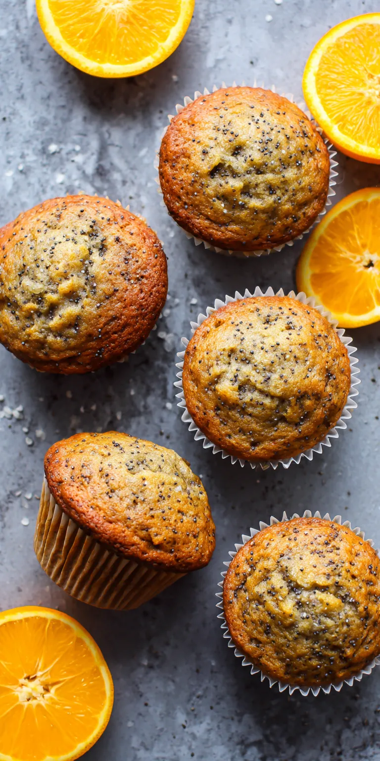 Orange Glazed Banana Poppy Seed Muffins served warm with cozy spices