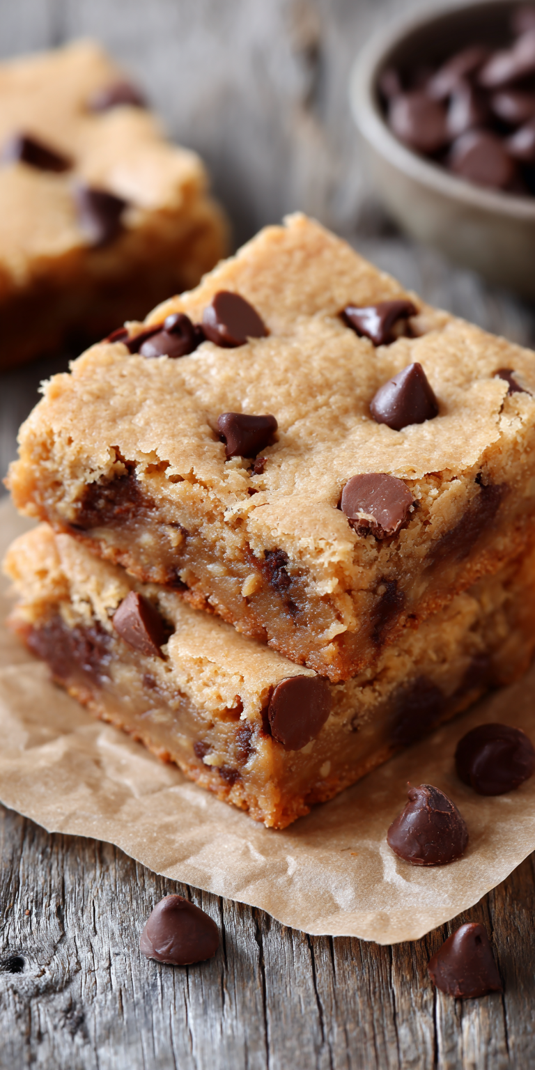 Peanut Butter Chocolate Chip Blondie Dessert served warm with cozy spices