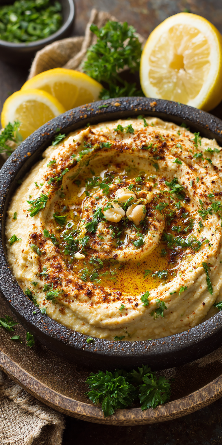 Roasted Jalapeno Hummus Dip served warm with cozy spices