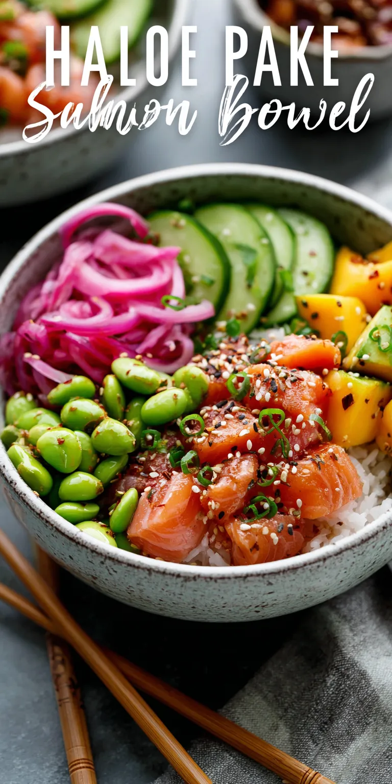 Salmon Poke Bowl Healthy Lunch served warm with cozy spices