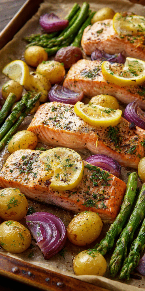 Sheet Pan Lemon Herb Roasted Salmon Recipe