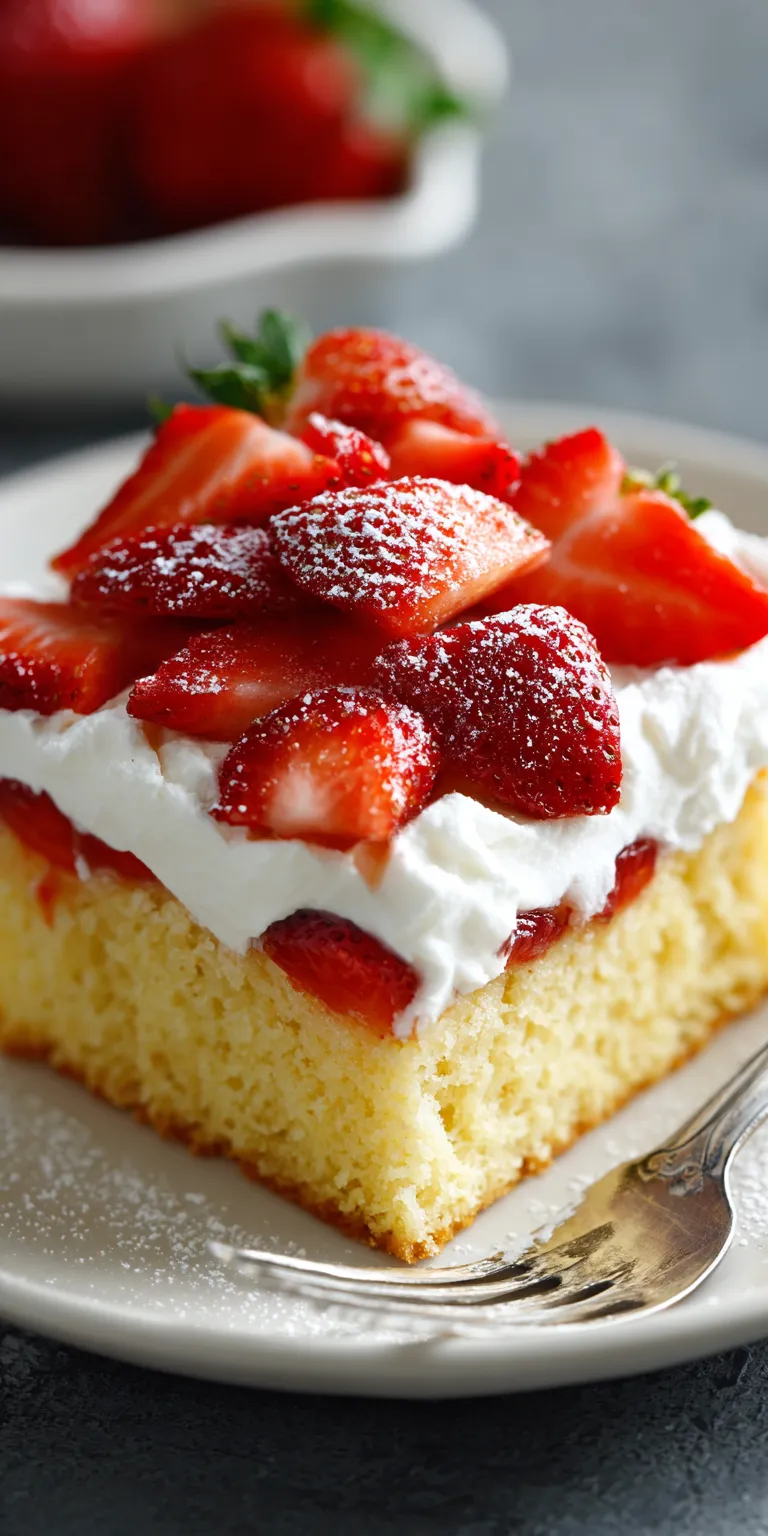 Sheet Pan Strawberry Shortcake Cake served warm with cozy spices