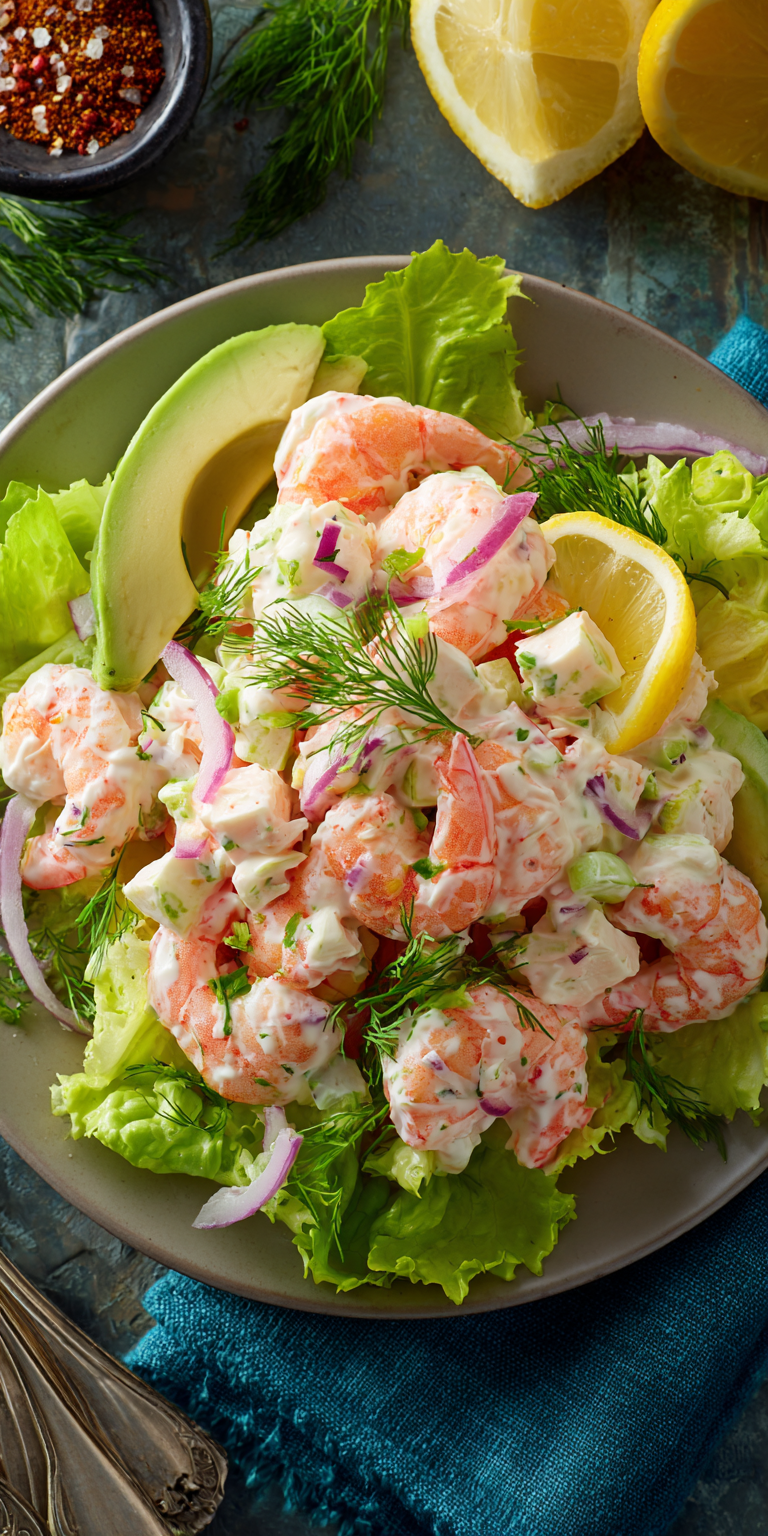 Shrimp and Crab Seafood Salad served warm with cozy spices