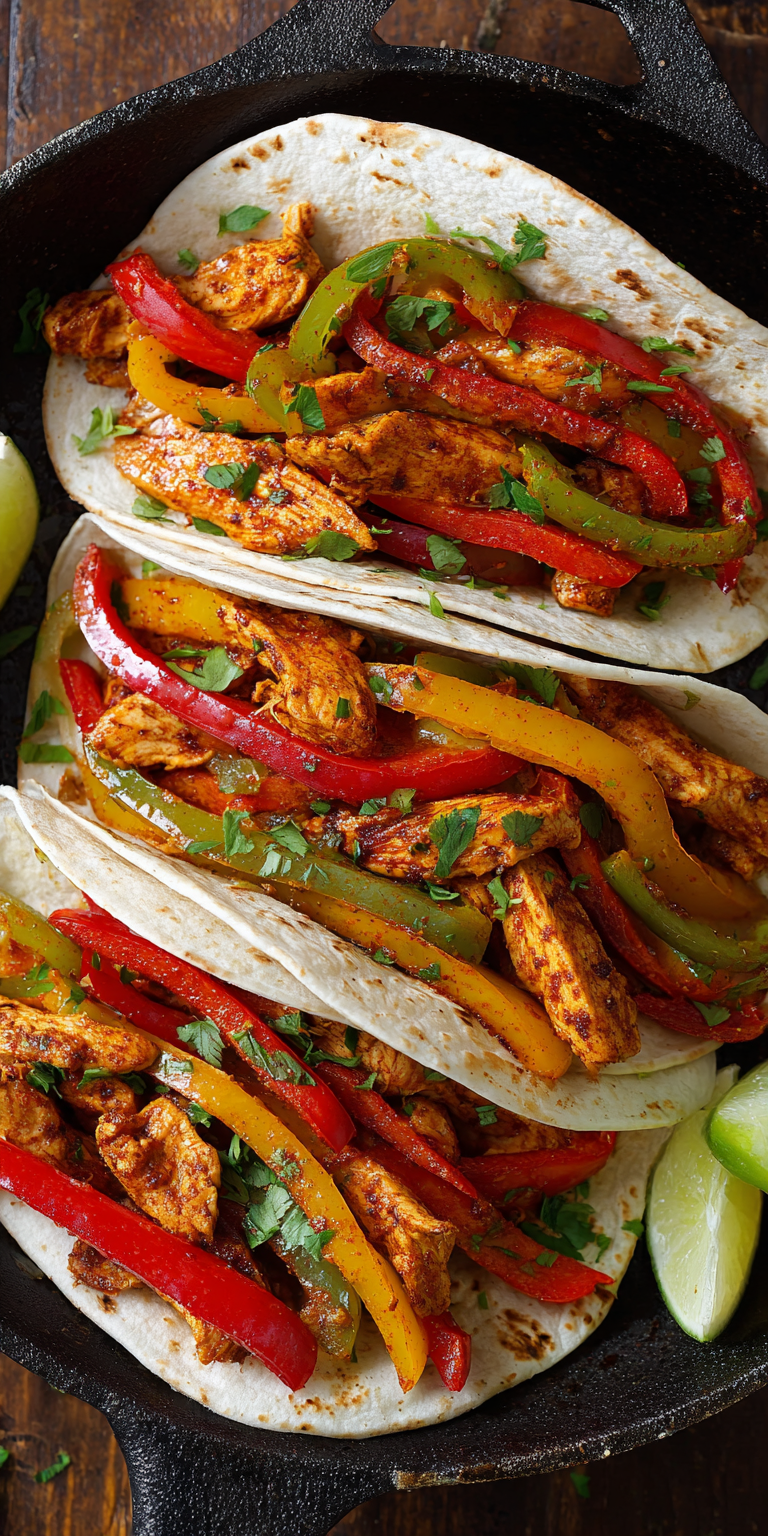 Simple and Quick Chicken Fajitas served warm with cozy spices