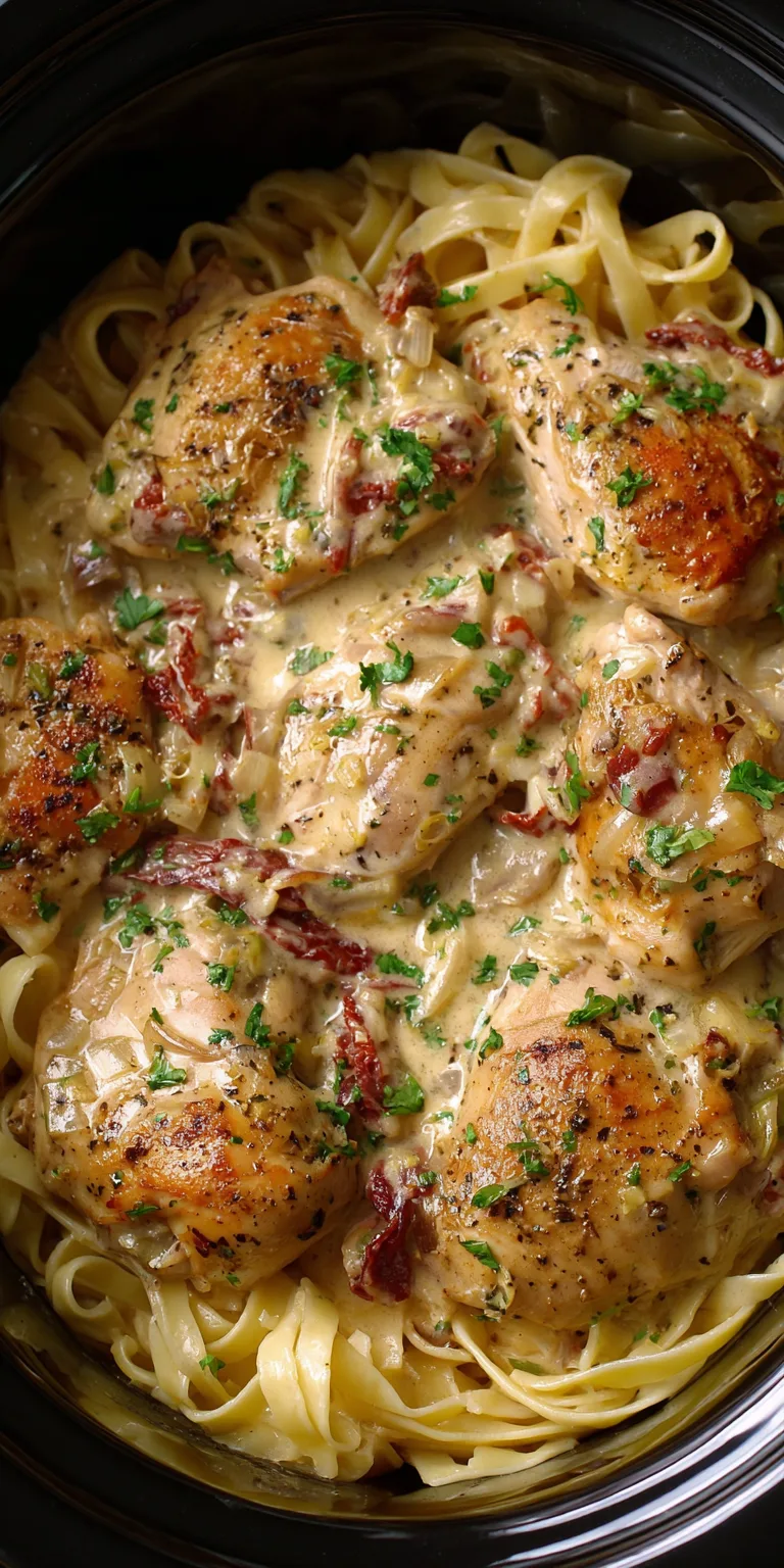 Slow Cooker Olive Garden Chicken Pasta served warm with cozy spices