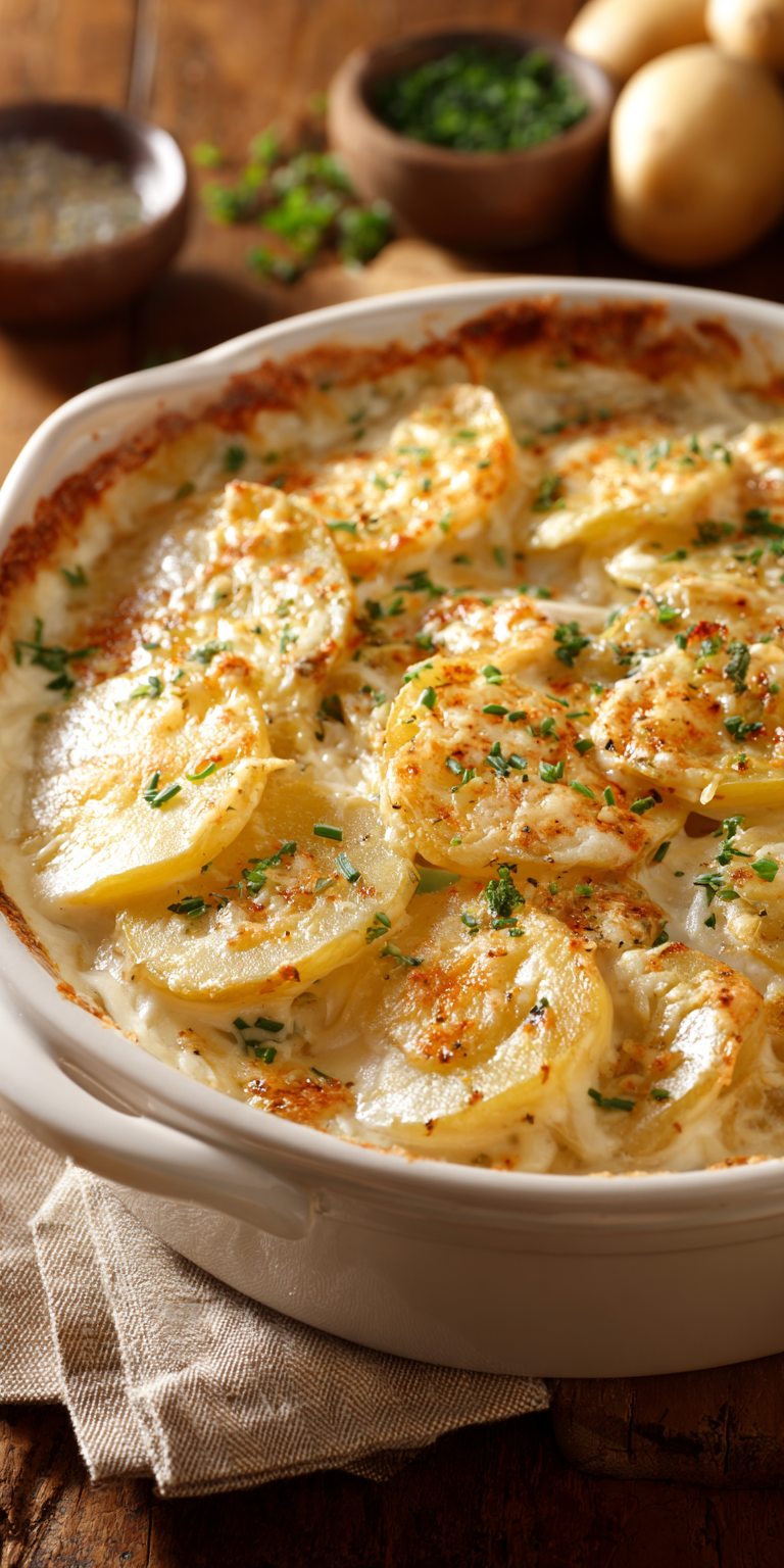 Slow Cooker Scalloped Potatoes Easy served warm with cozy spices