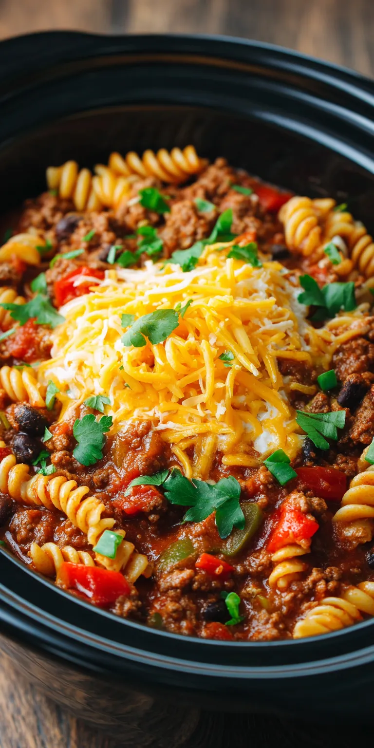 Slow Cooker Taco Pasta Family Favorite served warm with cozy spices