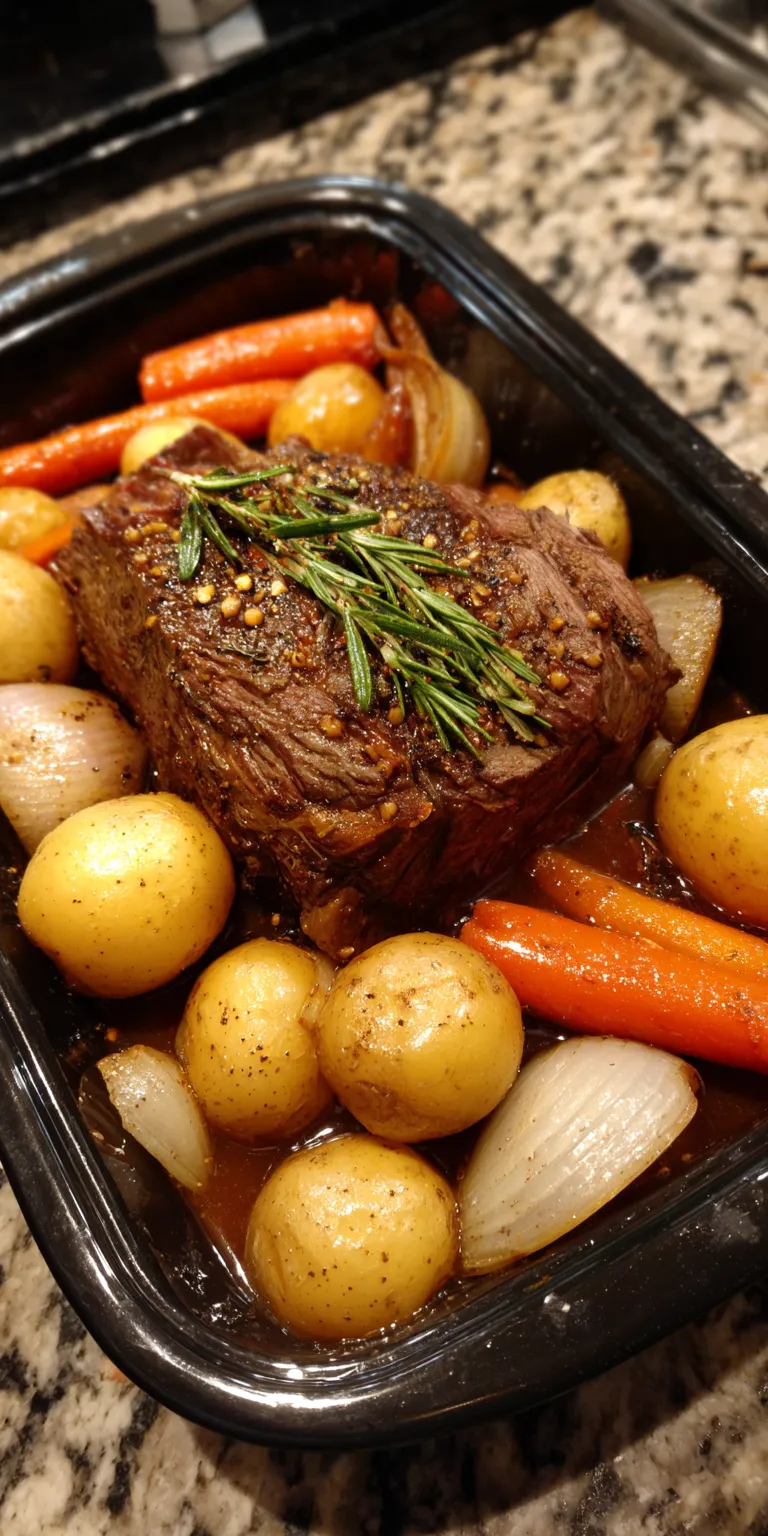 Slow Cooker Venison Roast with Vegetables served warm with cozy spices