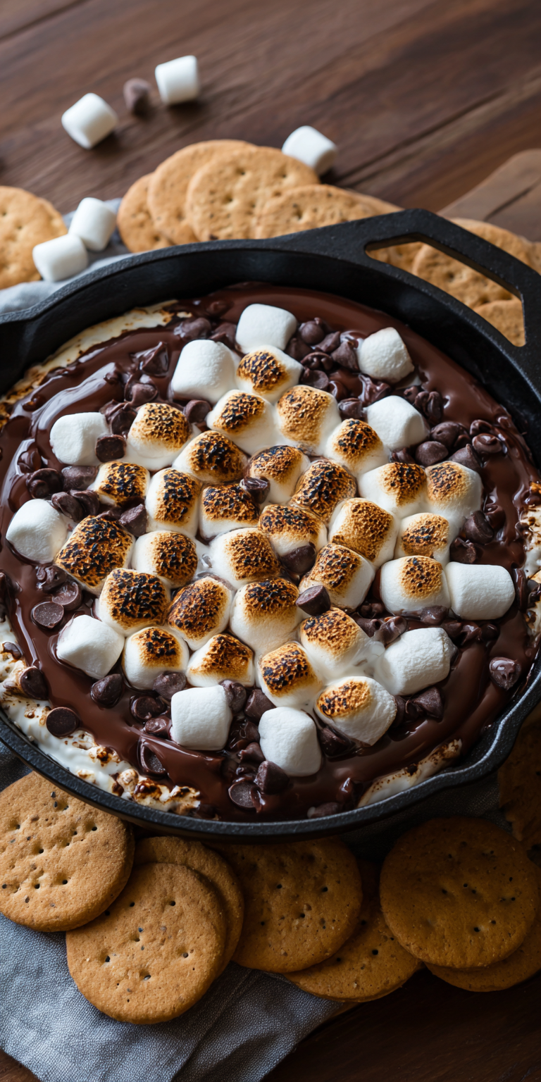 Smores Dip Skillet Dessert served warm with cozy spices