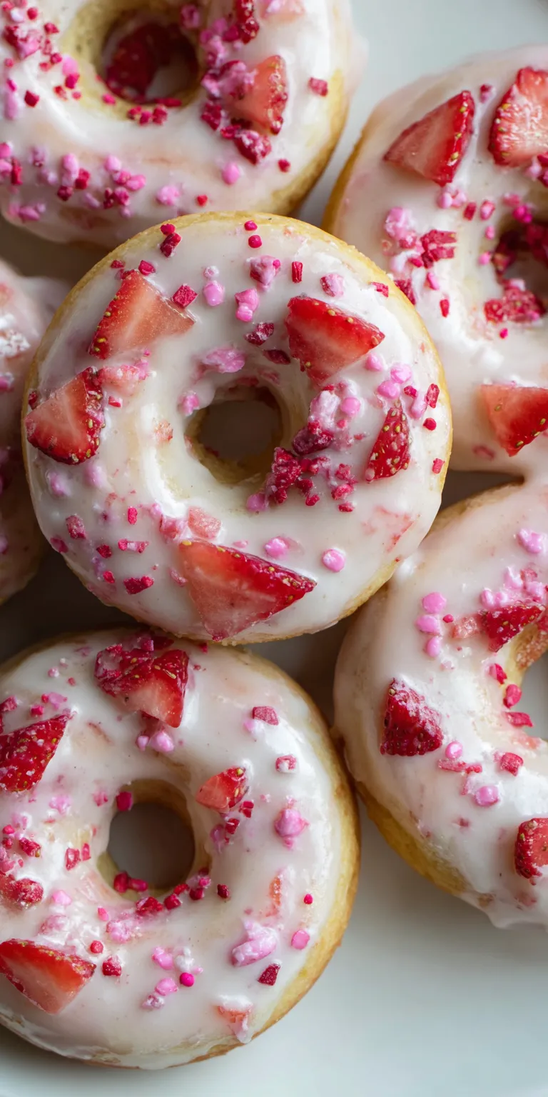 Strawberry Shortcake Donuts Baked served warm with cozy spices
