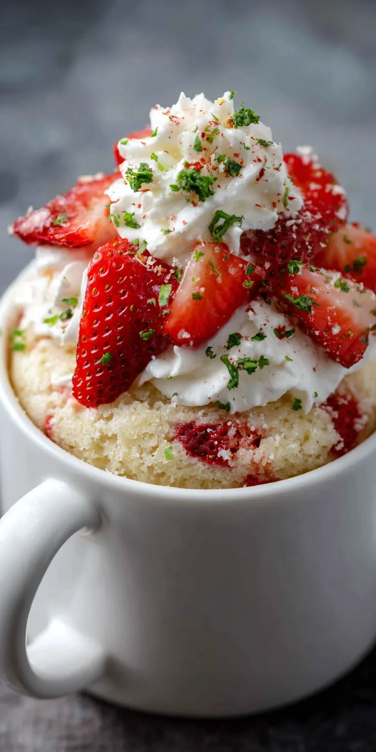 Strawberry Shortcake Mug Cake served warm with cozy spices