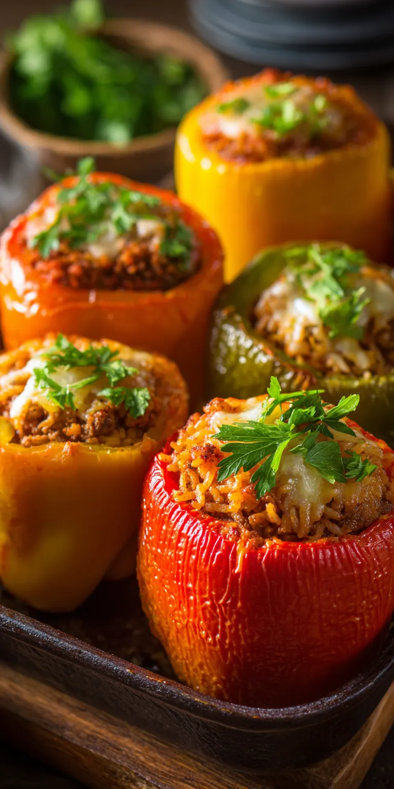 Stuffed Bell Peppers Simple Recipe served warm with cozy spices