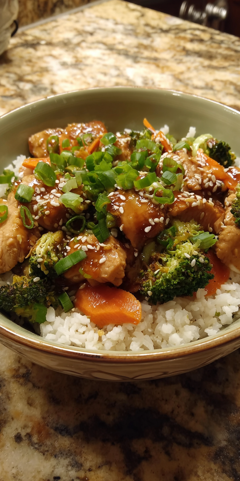 Teriyaki Chicken Bowl Simple and Quick served warm with cozy spices