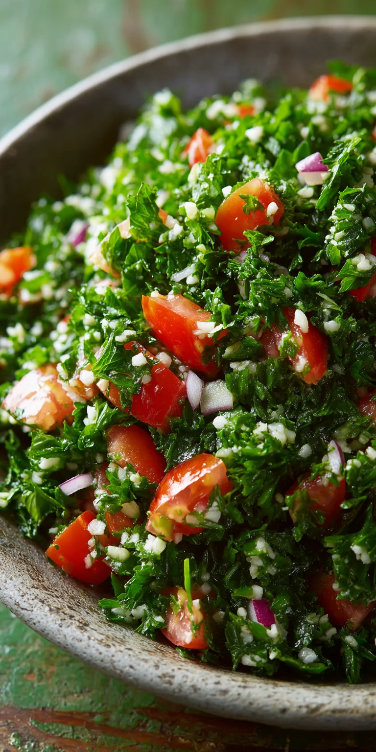 Traditional Tabbouleh Parsley Salad served warm with cozy spices