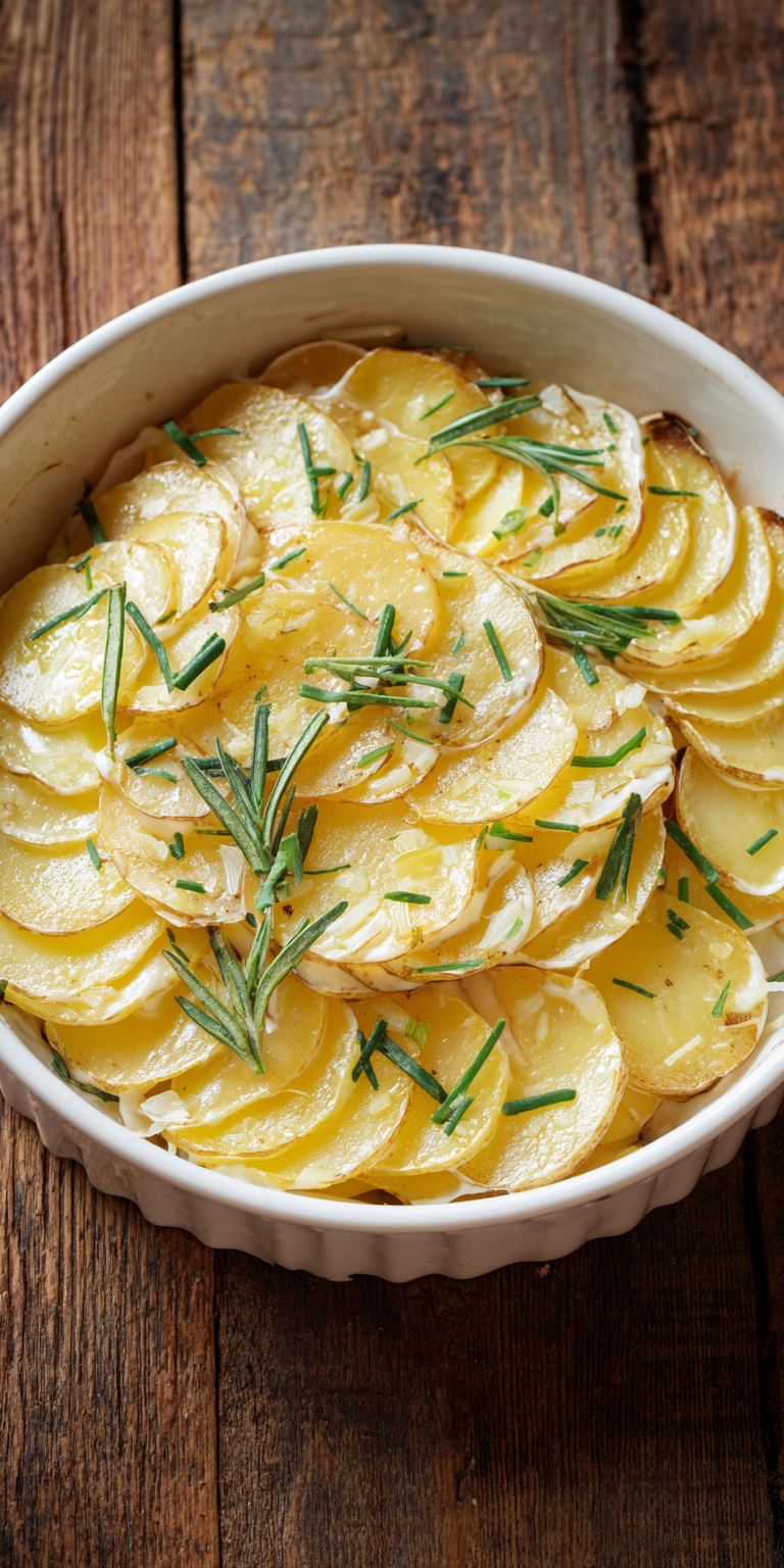Truffle Oil Fancy Scalloped Potatoes served warm with cozy spices