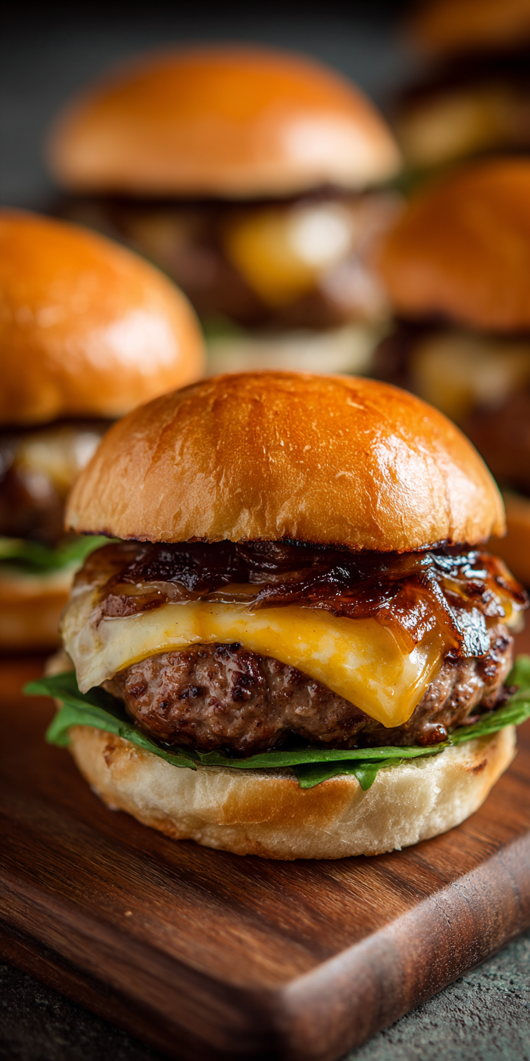 Venison Burgers with Caramelized Onions served warm with cozy spices