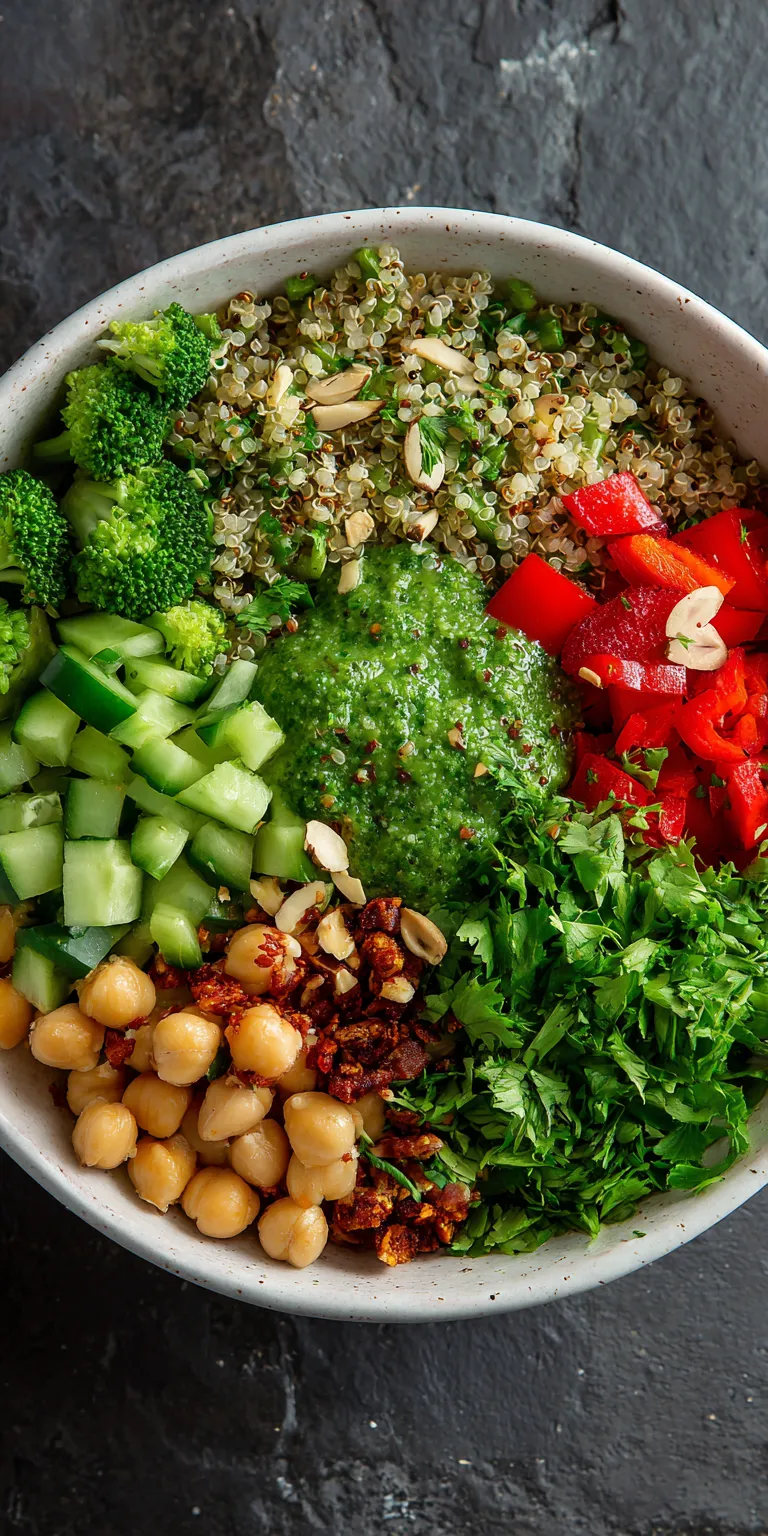 Viral Chopped Green Goddess Quinoa Salad served warm with cozy spices