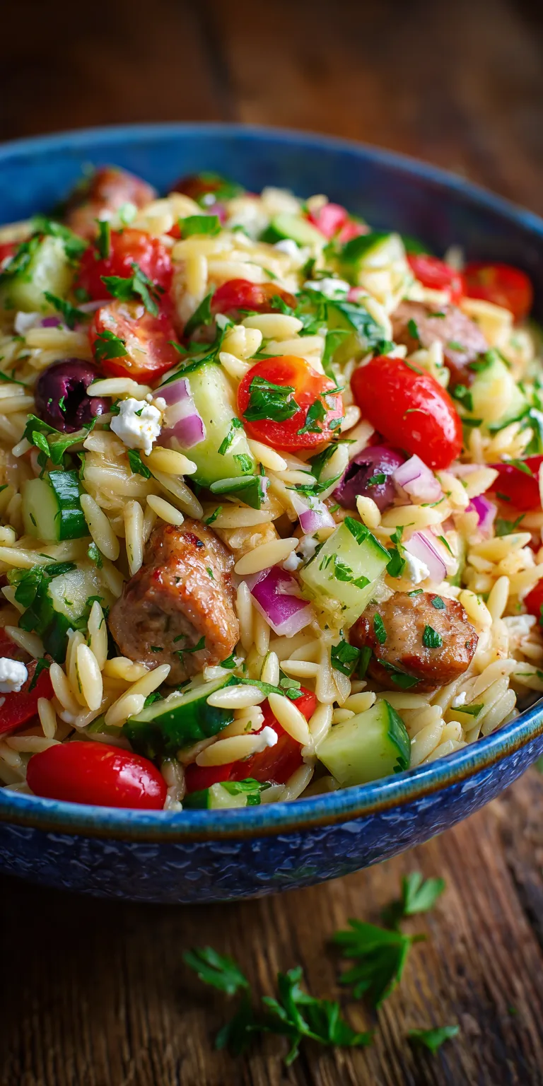 Zesty Mediterranean Orzo Pasta Salad served warm with cozy spices