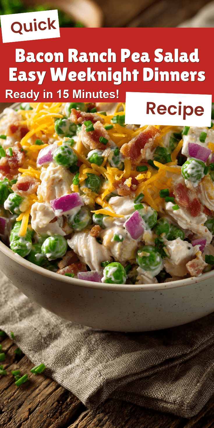 Bacon Ranch Pea Salad Easy Weeknight Dinners served on a plate