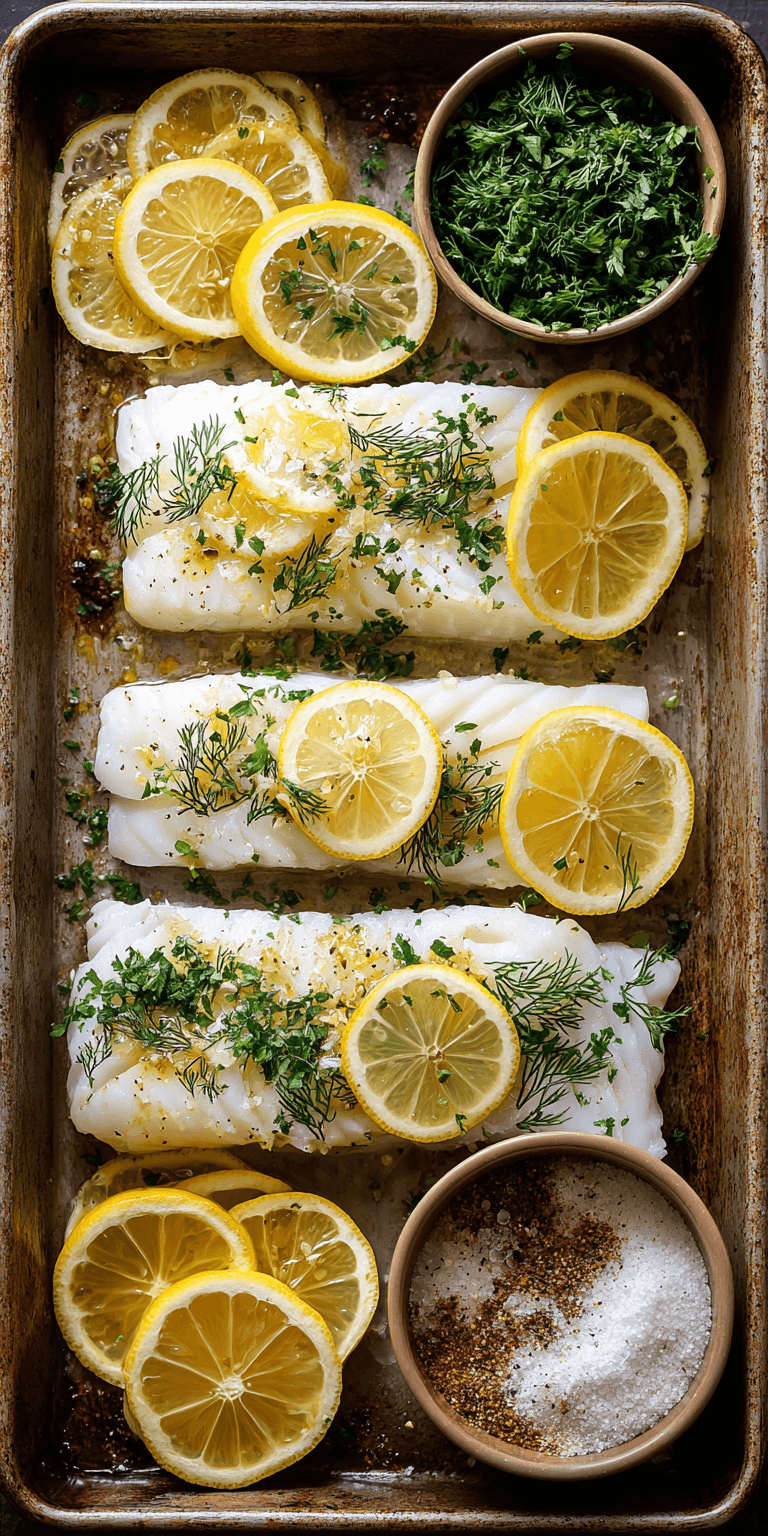 Baked Cod with Lemon High Protein Dinner served warm with cozy spices