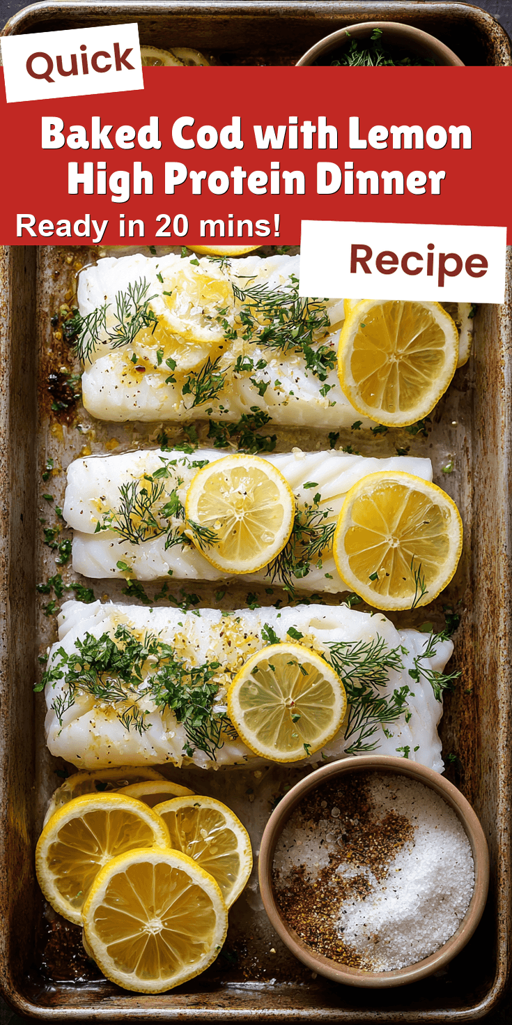 Baked Cod with Lemon High Protein Dinner served warm with cozy spices