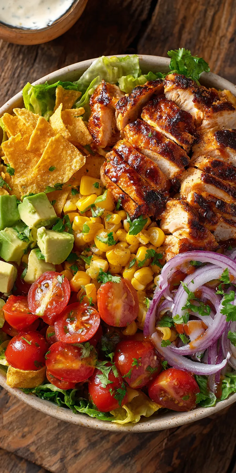 BBQ Ranch Chicken Salad Bowl served warm with cozy spices