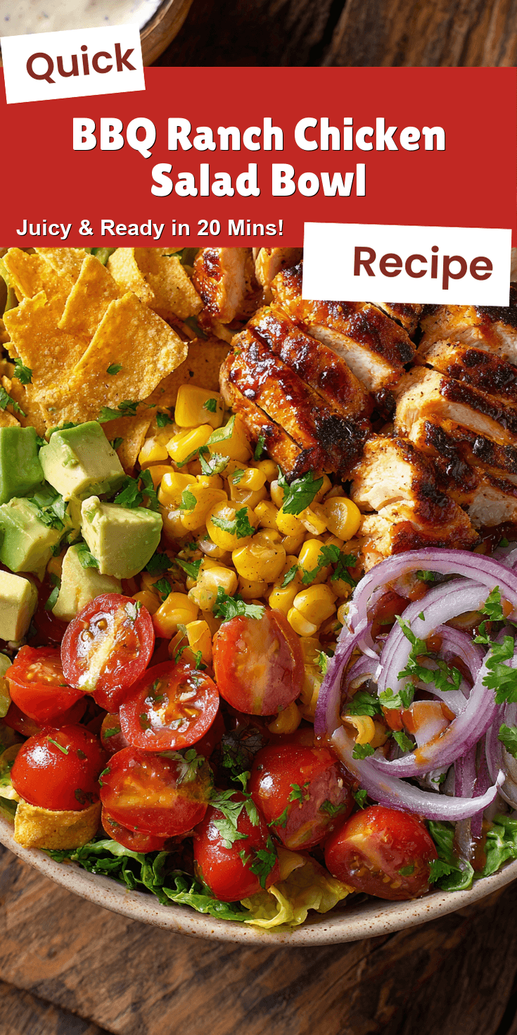 BBQ Ranch Chicken Salad Bowl served on a plate