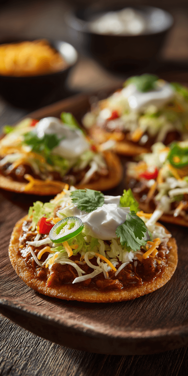 Bean and Cheese Tostadas Simple Recipe served warm with cozy spices