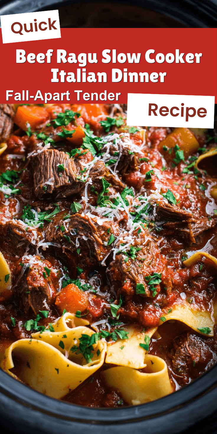 Beef Ragu Slow Cooker Italian Dinner served on a plate