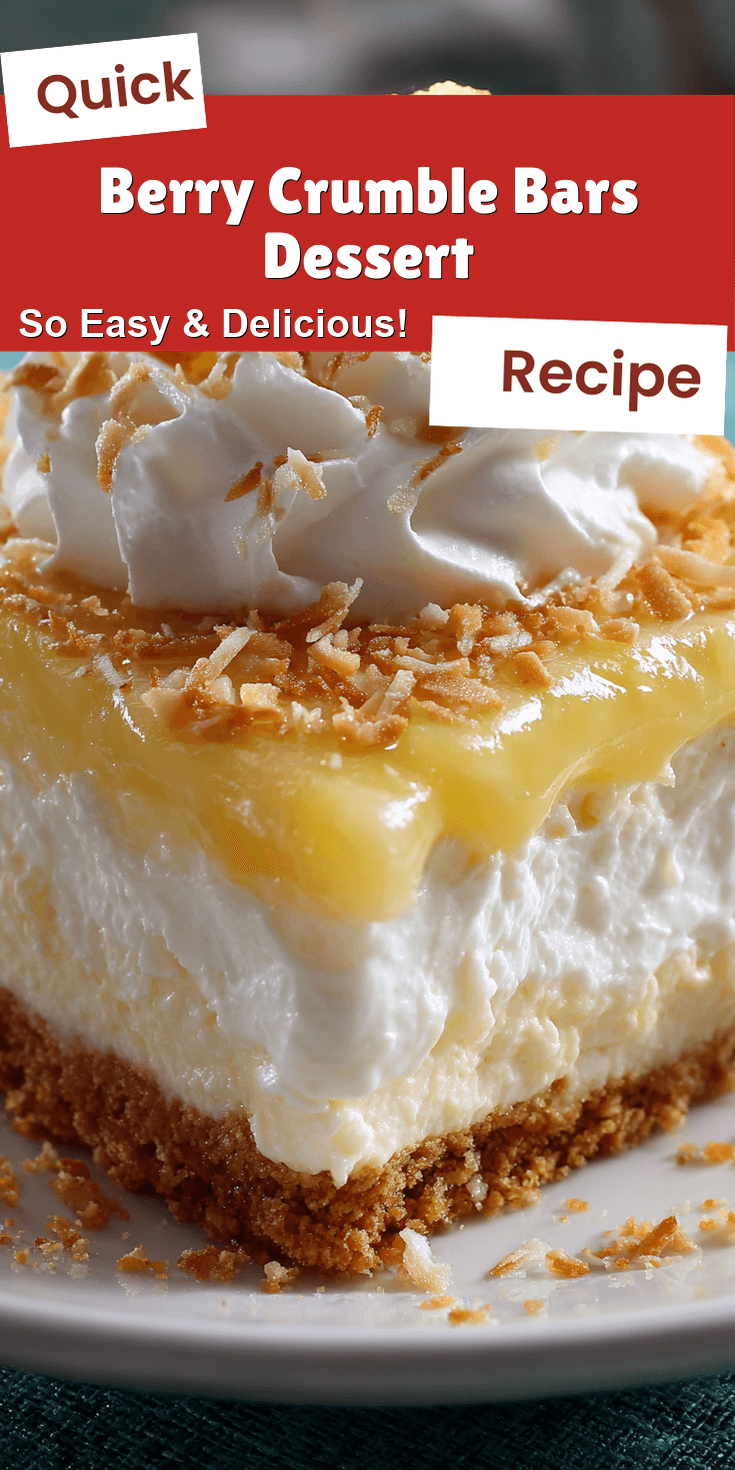 Berry Crumble Bars Dessert served on a plate