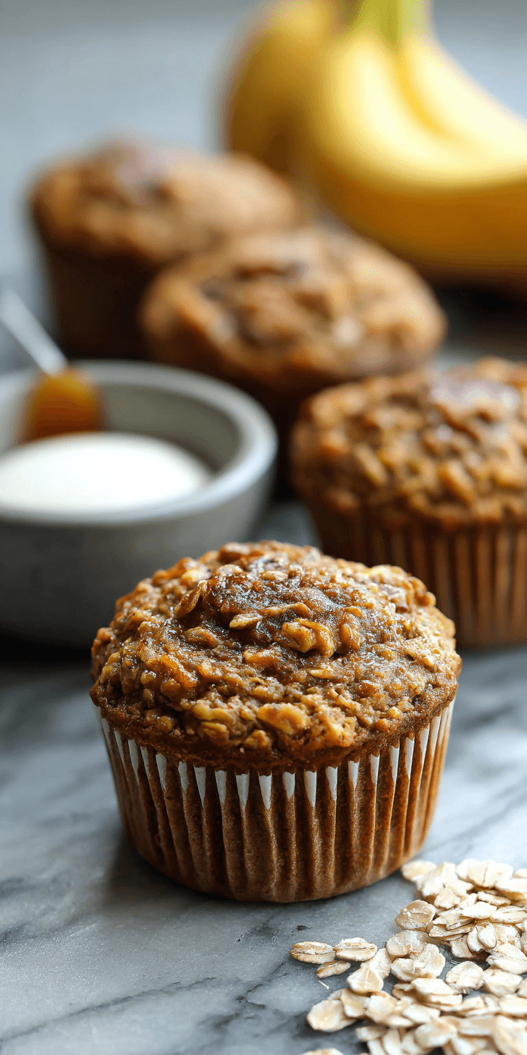 Blender Flourless Banana Oatmeal Muffins served warm with cozy spices