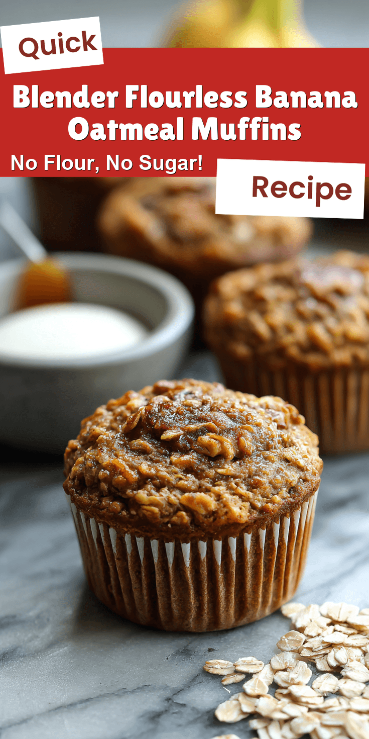 Blender Flourless Banana Oatmeal Muffins served warm with cozy spices