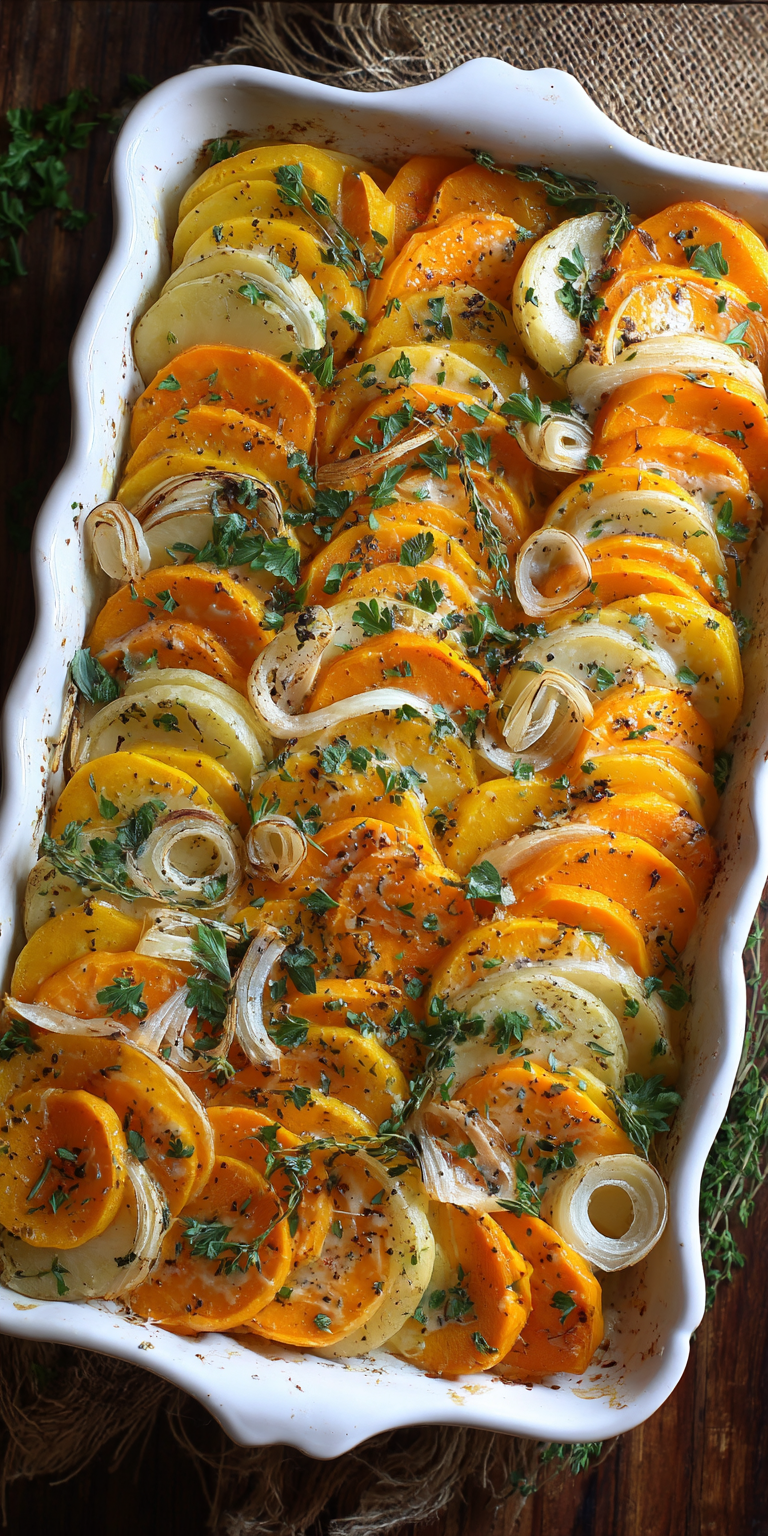 Butternut Squash and Potato Bake served warm with cozy spices