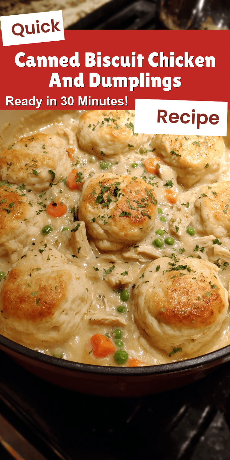 Canned Biscuit Chicken And Dumplings served on a plate