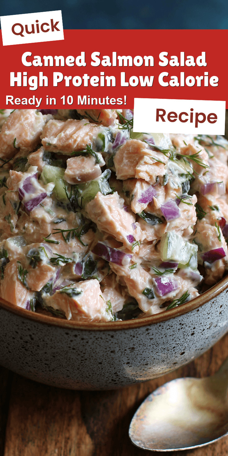 Canned Salmon Salad High Protein Low Calorie served on a plate