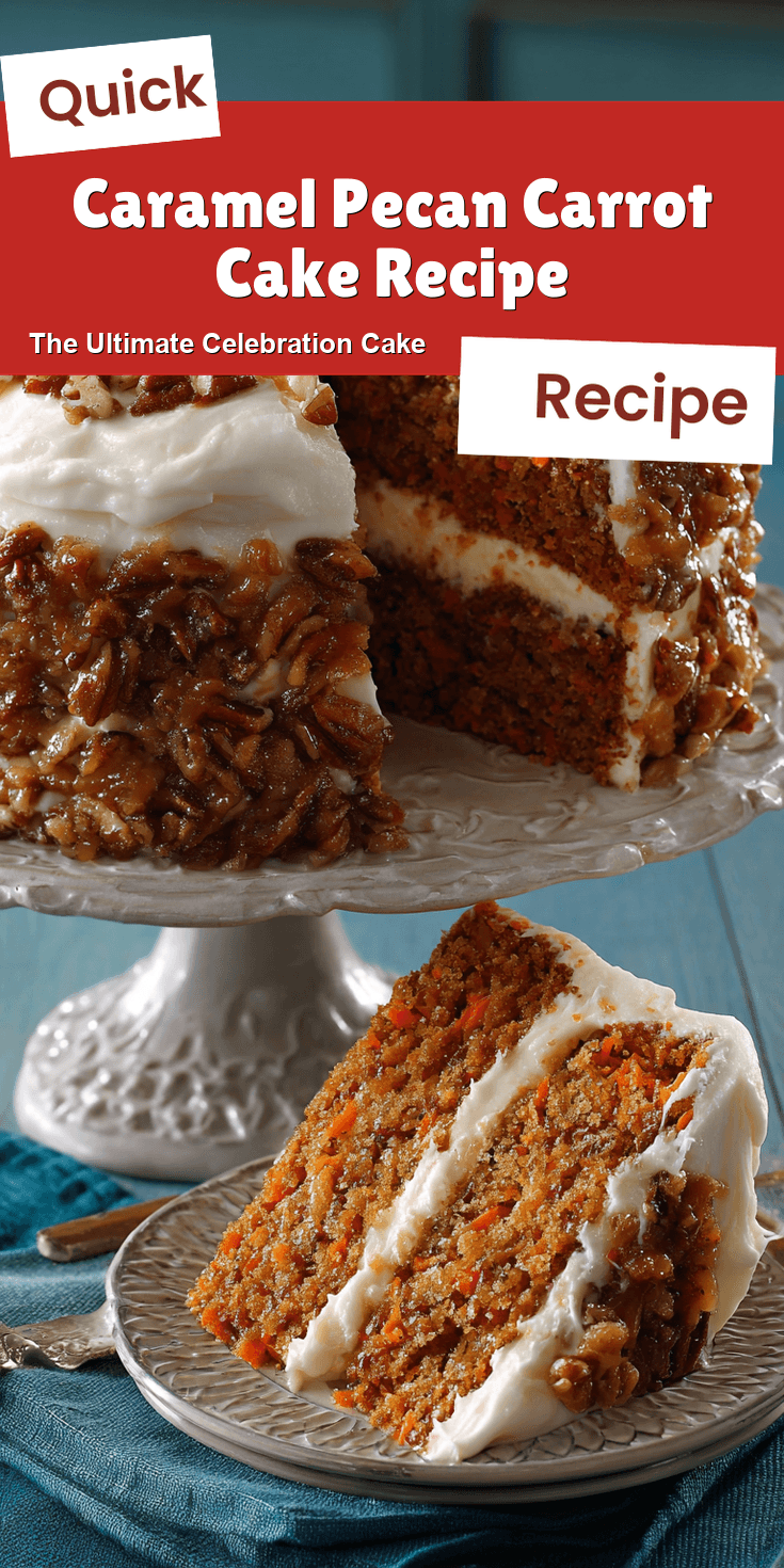 Caramel Pecan Carrot Cake Recipe served on a plate