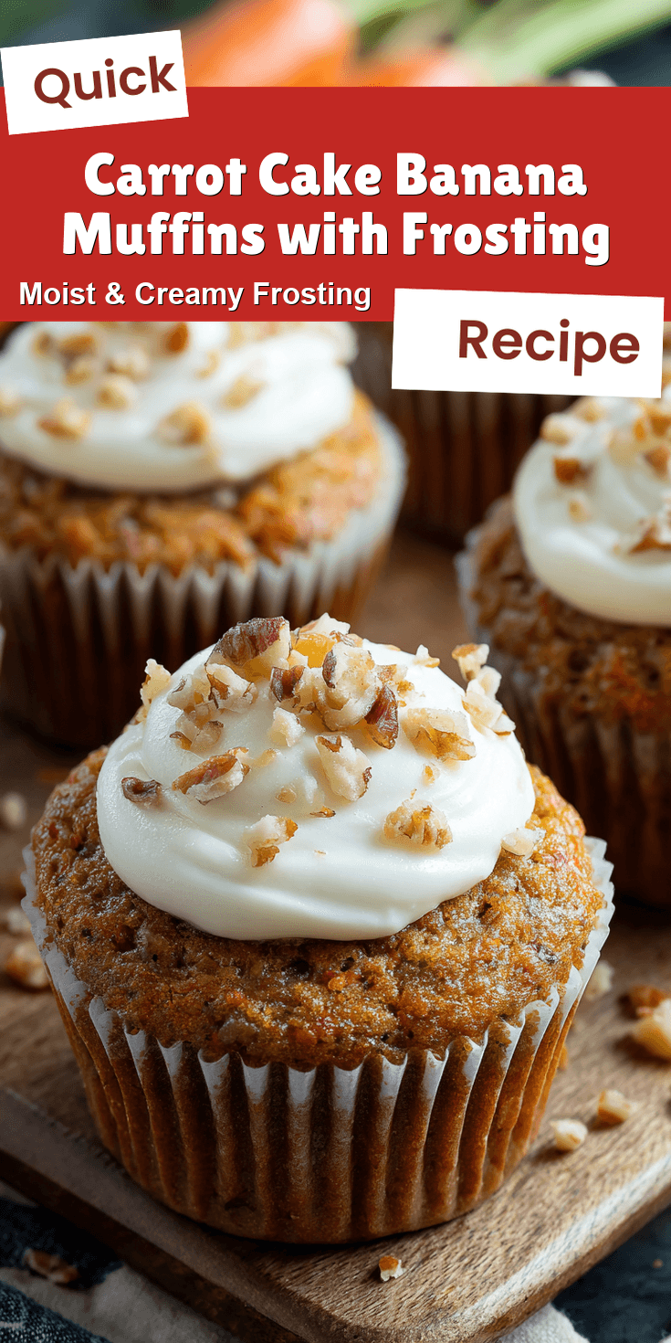 Carrot Cake Banana Muffins with Frosting served warm with cozy spices