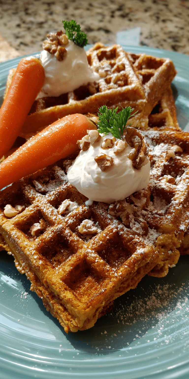 Carrot Cake Waffles for Brunch served warm with cozy spices