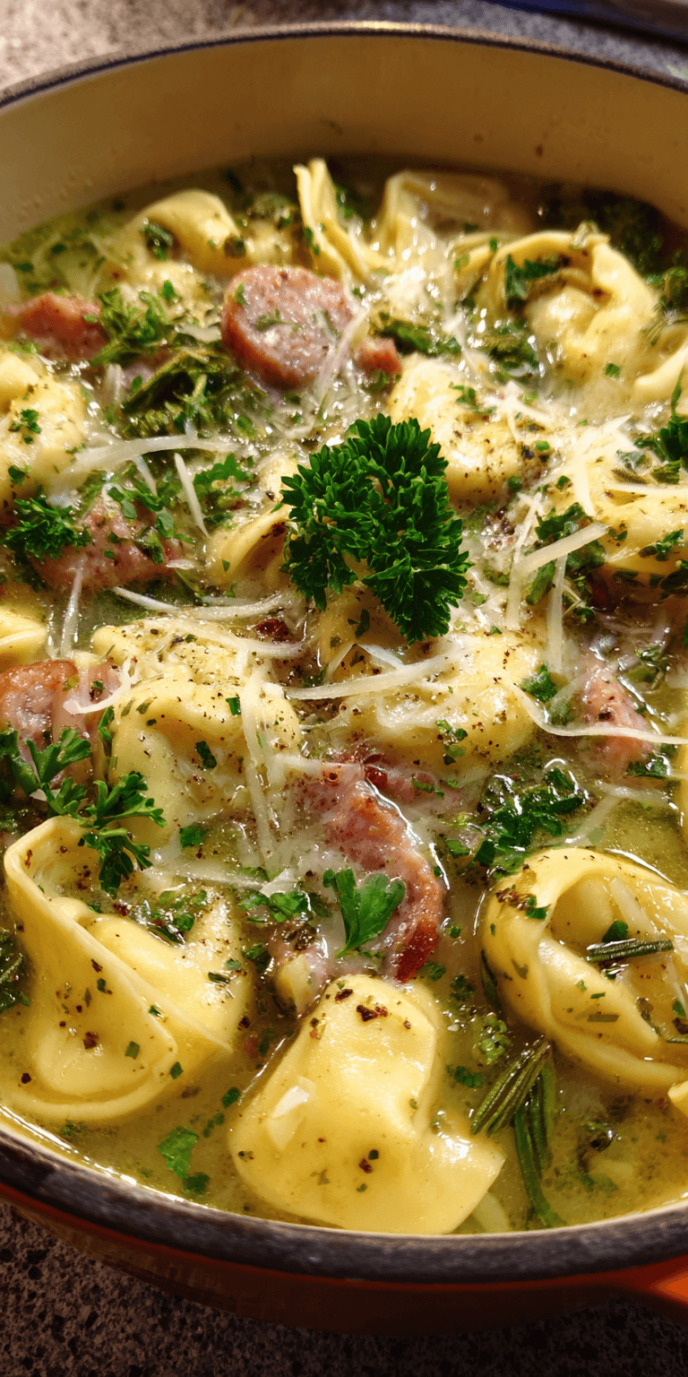 Cheese Tortellini in Broth Simple Recipe served warm with cozy spices