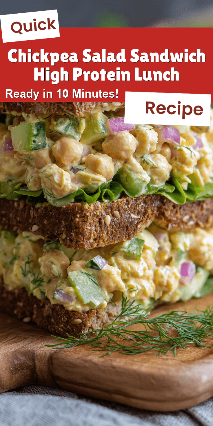 Chickpea Salad Sandwich High Protein Lunch served warm with cozy spices