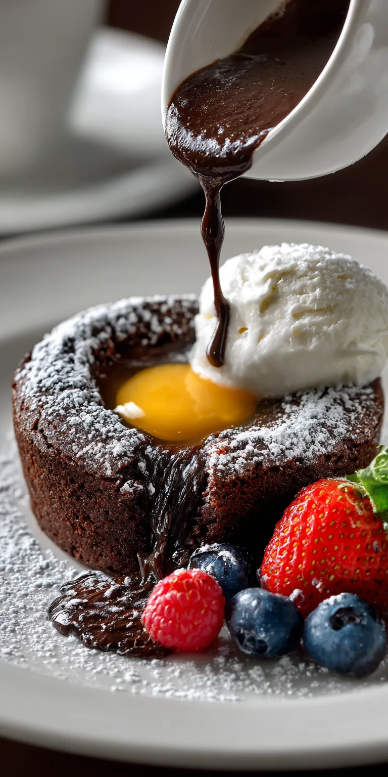 Chocolate Lava Cake Plated Dessert served warm with cozy spices