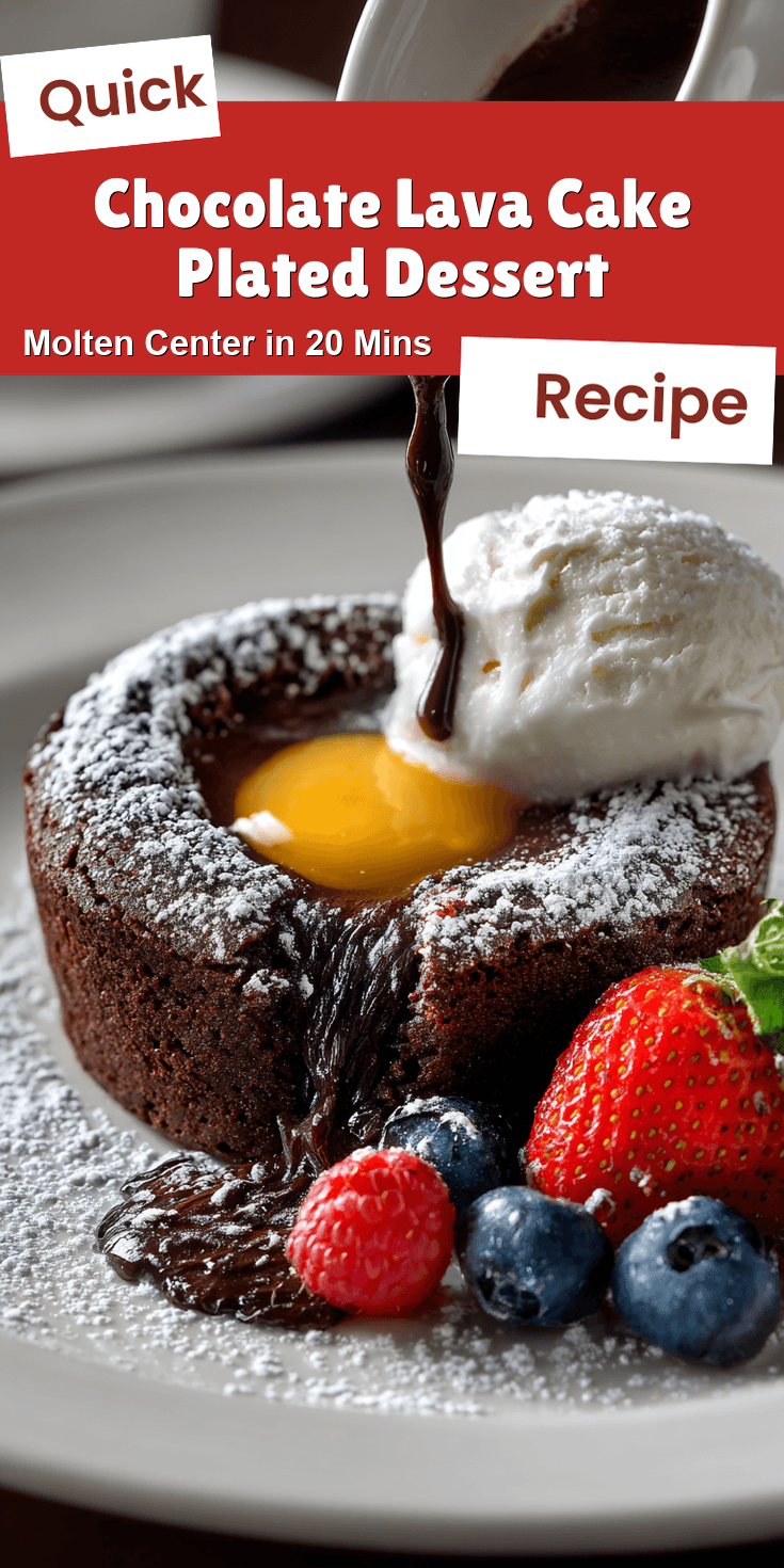 Chocolate Lava Cake Plated Dessert served warm with cozy spices