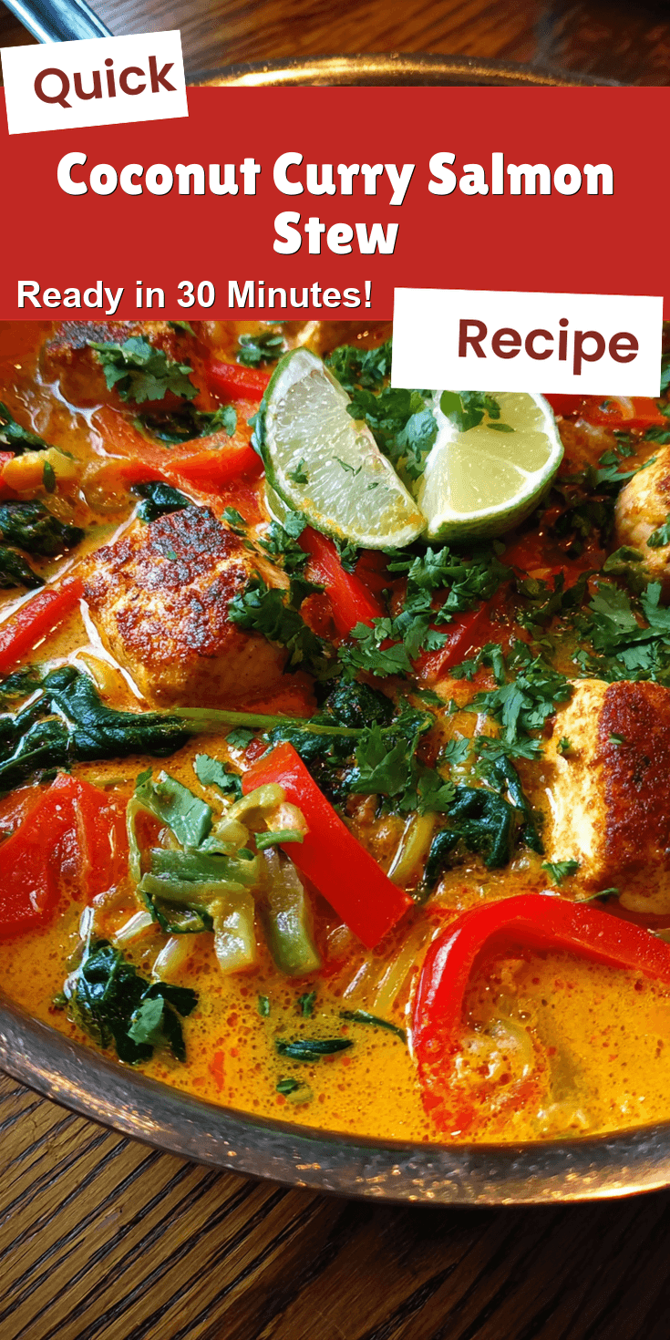 Coconut Curry Salmon Stew served on a plate