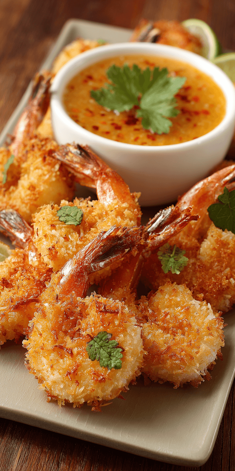 Coconut Shrimp Tropical Seafood served warm with cozy spices