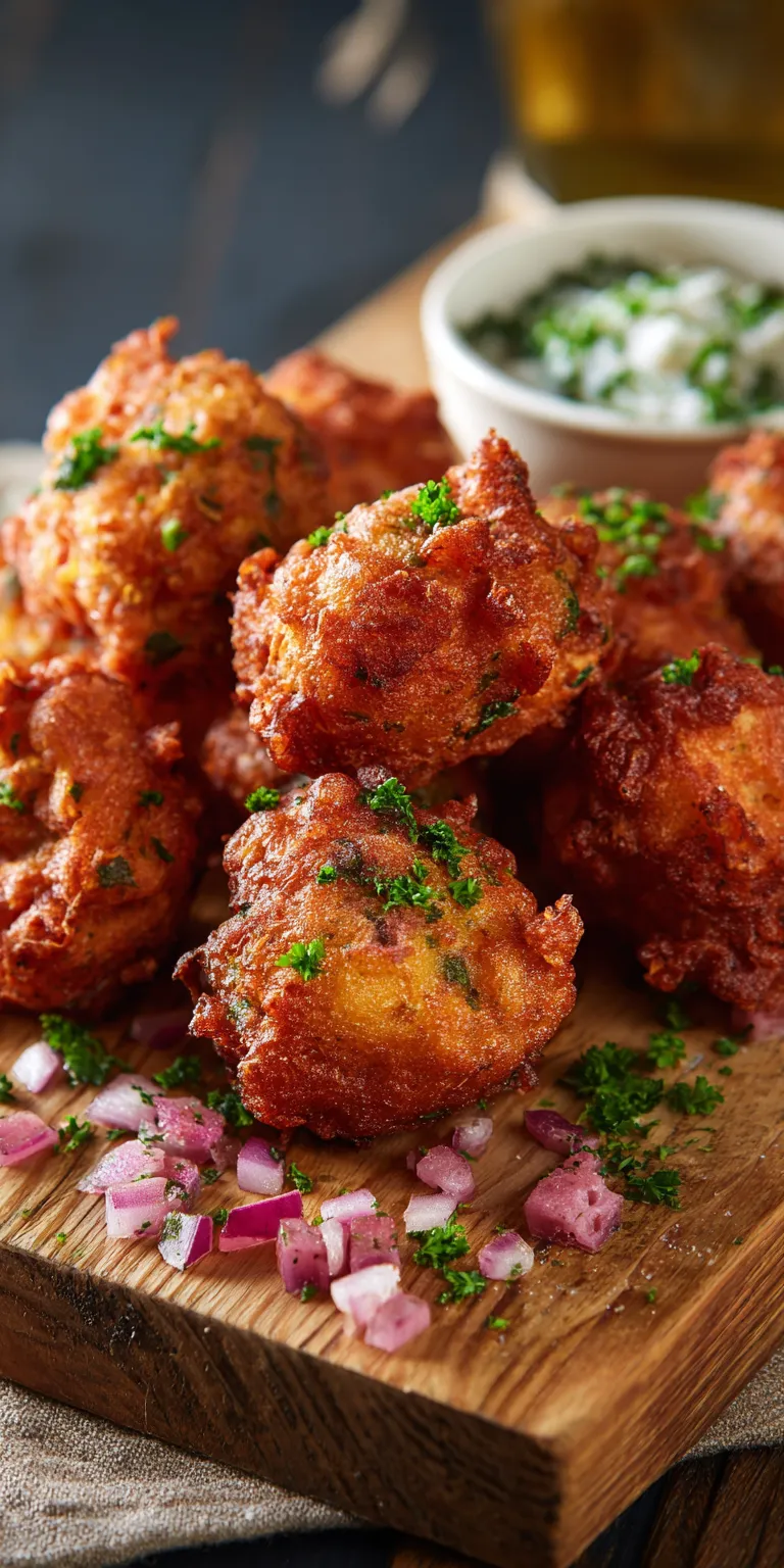 Corned Beef Fritters Appetizer served warm with cozy spices