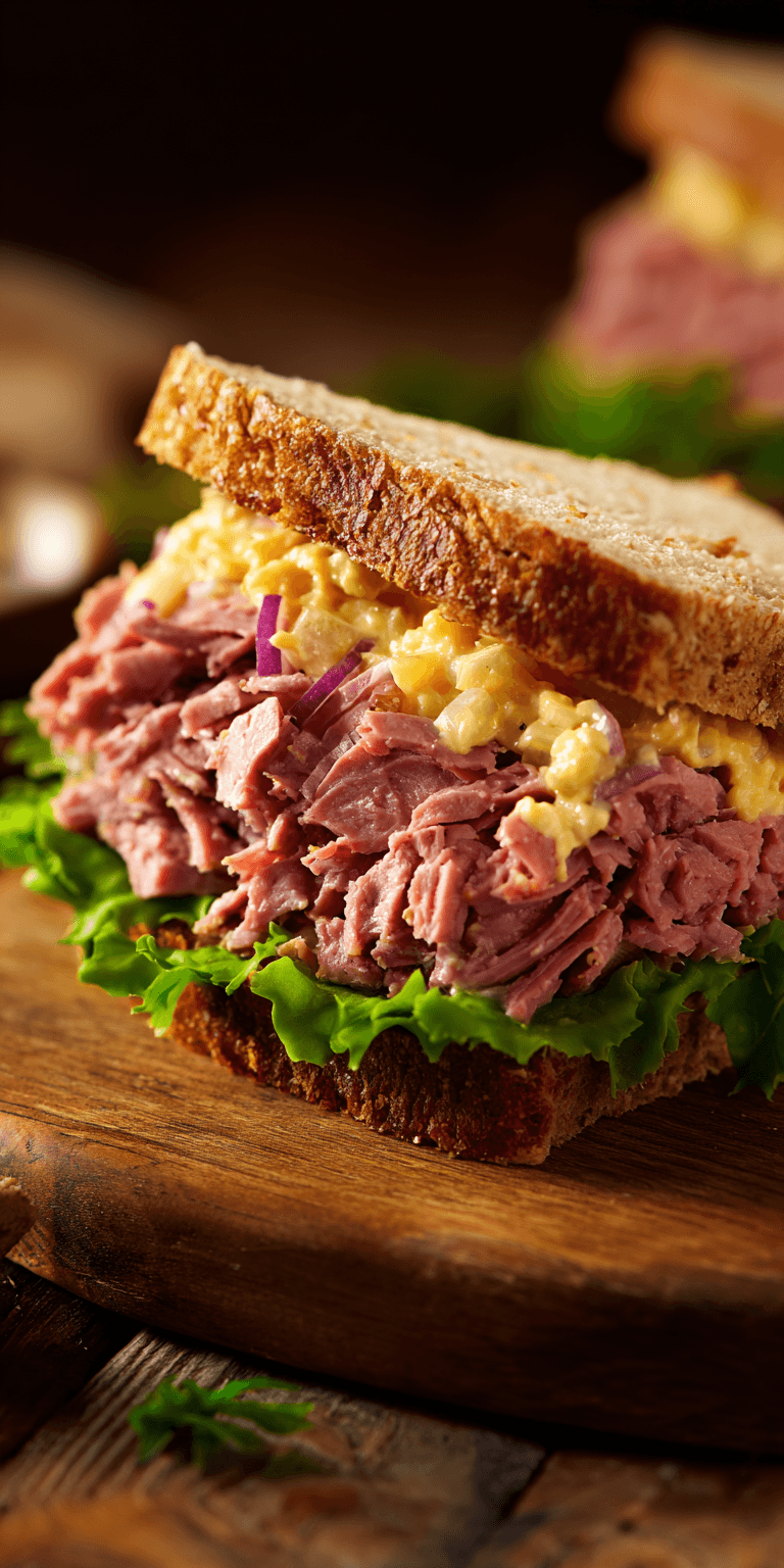 Corned Beef Salad Sandwich Spread served warm with cozy spices