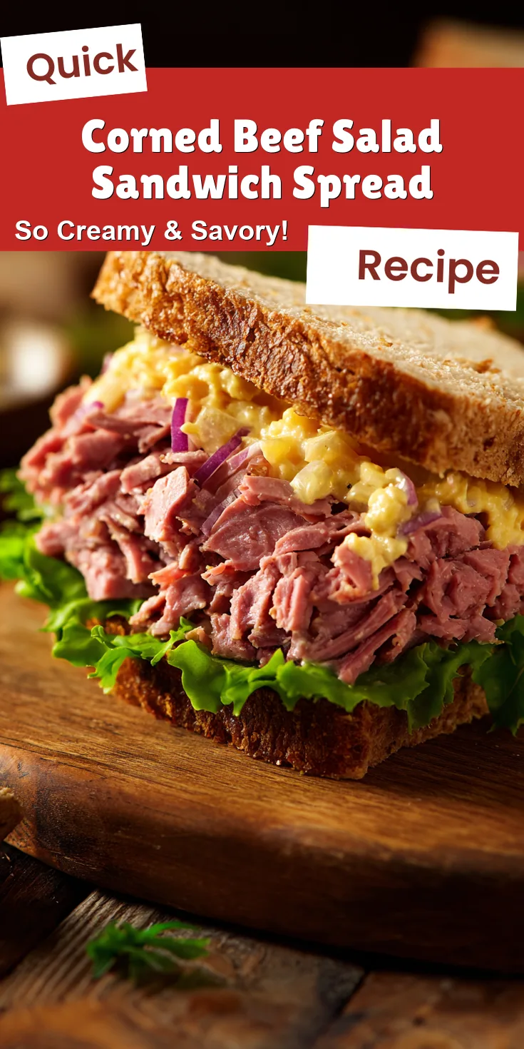 Corned Beef Salad Sandwich Spread served on a plate