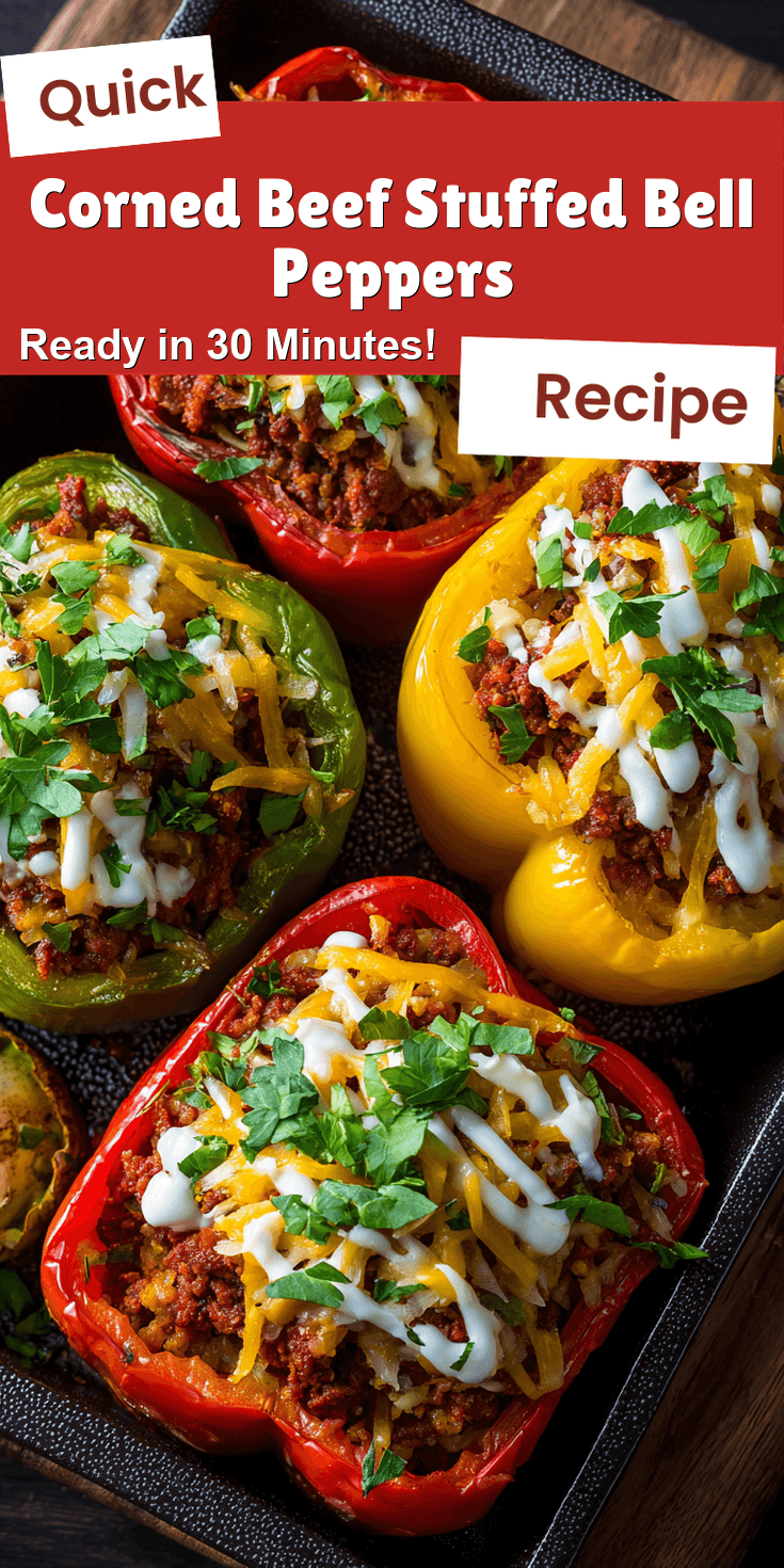 Corned Beef Stuffed Bell Peppers served warm with cozy spices