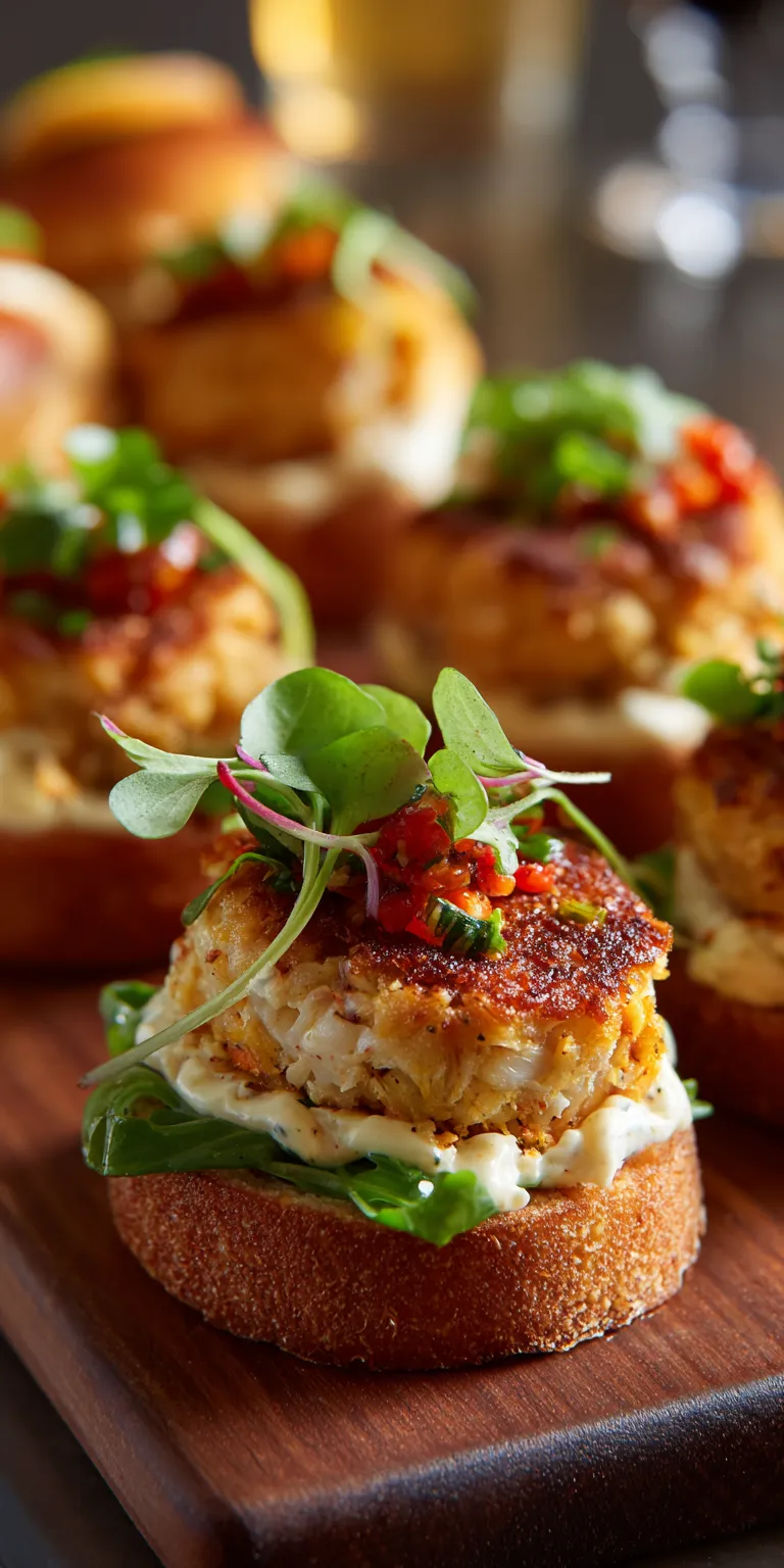 Crab Cake Sliders Seafood Dishes served warm with cozy spices